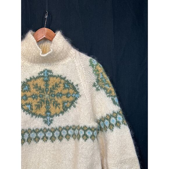 WOOL VTG Sweater M/L Fuzzy Geometric Swedish Ski Gorpcore Streetwear Preppy - Picture 4 of 16